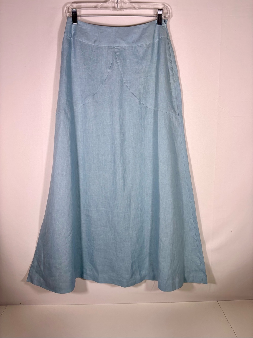 Alexandria Bartlett 100% Linen Blue Maxi Skirt A-Line Size 4